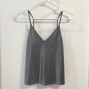 Silver sparkly sequence tank top - size small